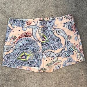 Express High Waist Blue Paisley Shorts